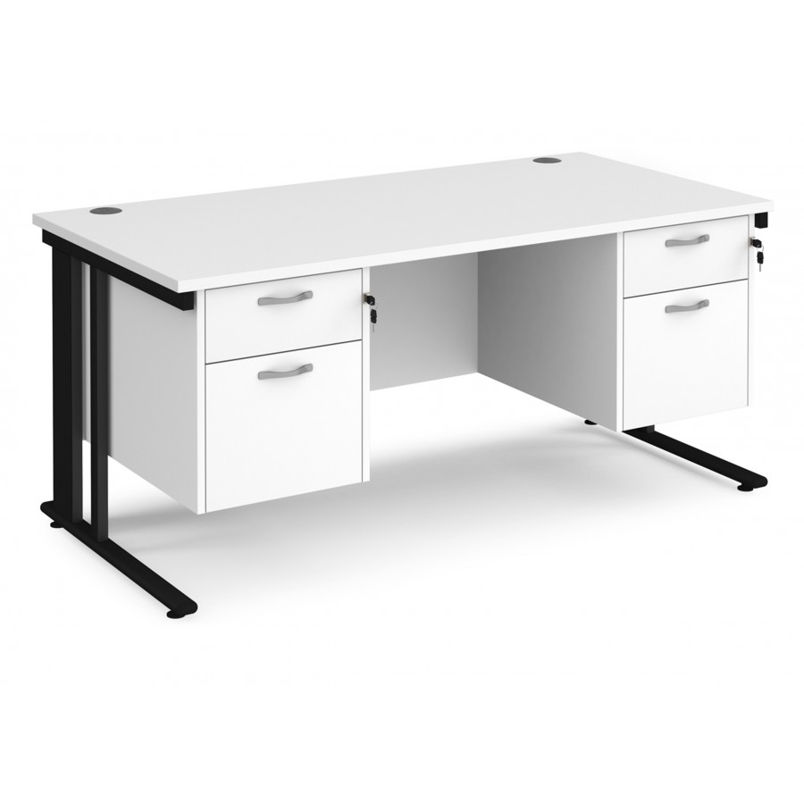 Maestro Cable Managed Desk with Twin Two Drawer Pedestals